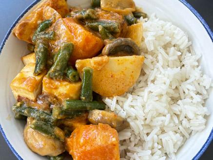 אורז וירקות מופרדים